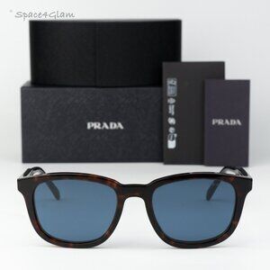 Prada Men Sunglasses Radica Tortoise Blue Square PRA21S 17N06A NEW AUTHENTIC